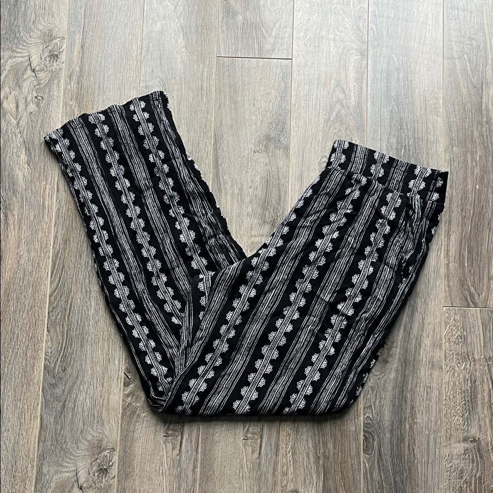 Three Dots Black and White Boho Pants